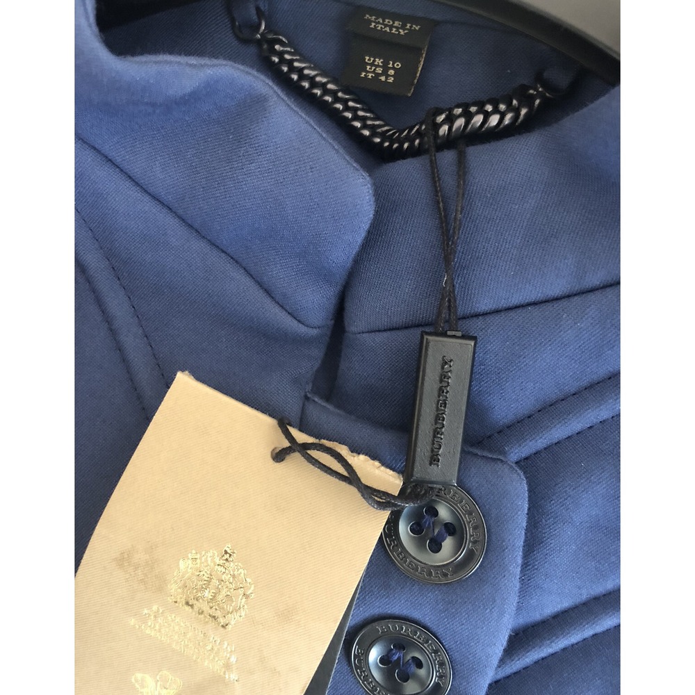 Burberry Jacket Women's 8 Indigo Blue Quilted Runway Made In Italy 42‎ NEW - Picture 8 of 15